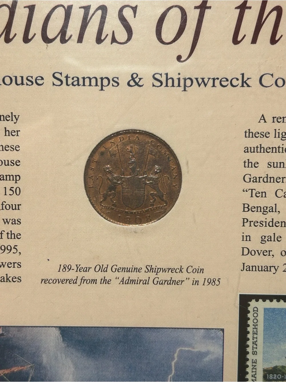 Guardians of the Sea Framed Lighthouse Stamp and Shipwreck Coin Wall Art